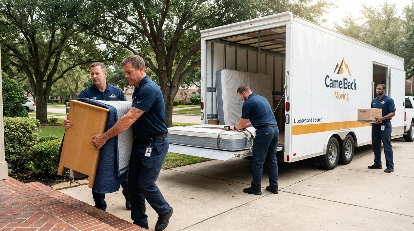 Crew loading residential truck for cross-state move from Clark Mills, NY