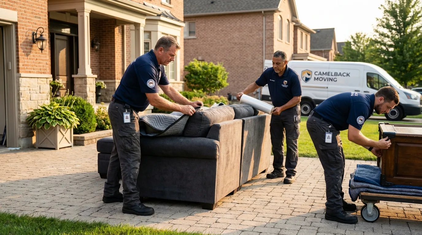 Large estate moving crew wrapping furniture in Clark Mills, NY