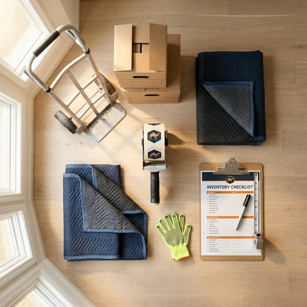 Professional moving supplies and packing materials layout for Clark Mills residential relocations